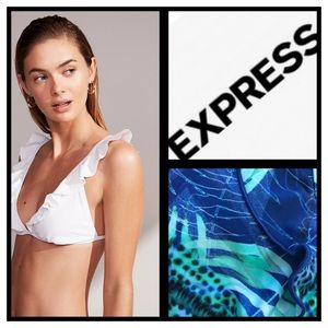 NWT Express Tropical Ruffle Bikini Top
